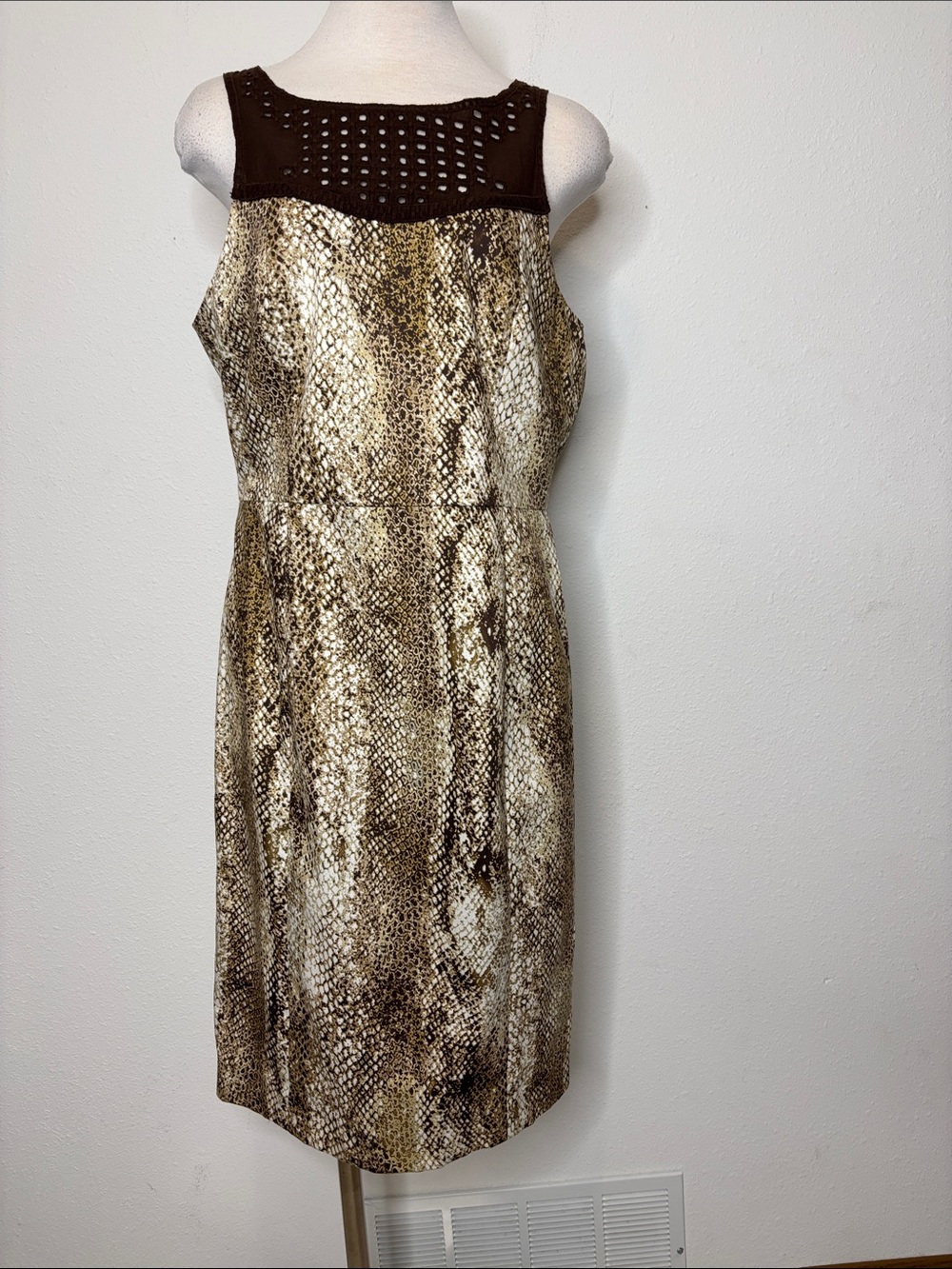 RACHEL Rachel Roy Brown and Cream Snake-Print Midi Dress
